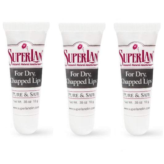 Lanolin Lip Balm 3 pack - Organic Lip Repair for Hot/Dry Weather - Natural nipple cream - Moisturizer for cracked lips - Hydrating lip care - Ultra pure jojoba oil - Chapstick Men & Women (1.05 oz)