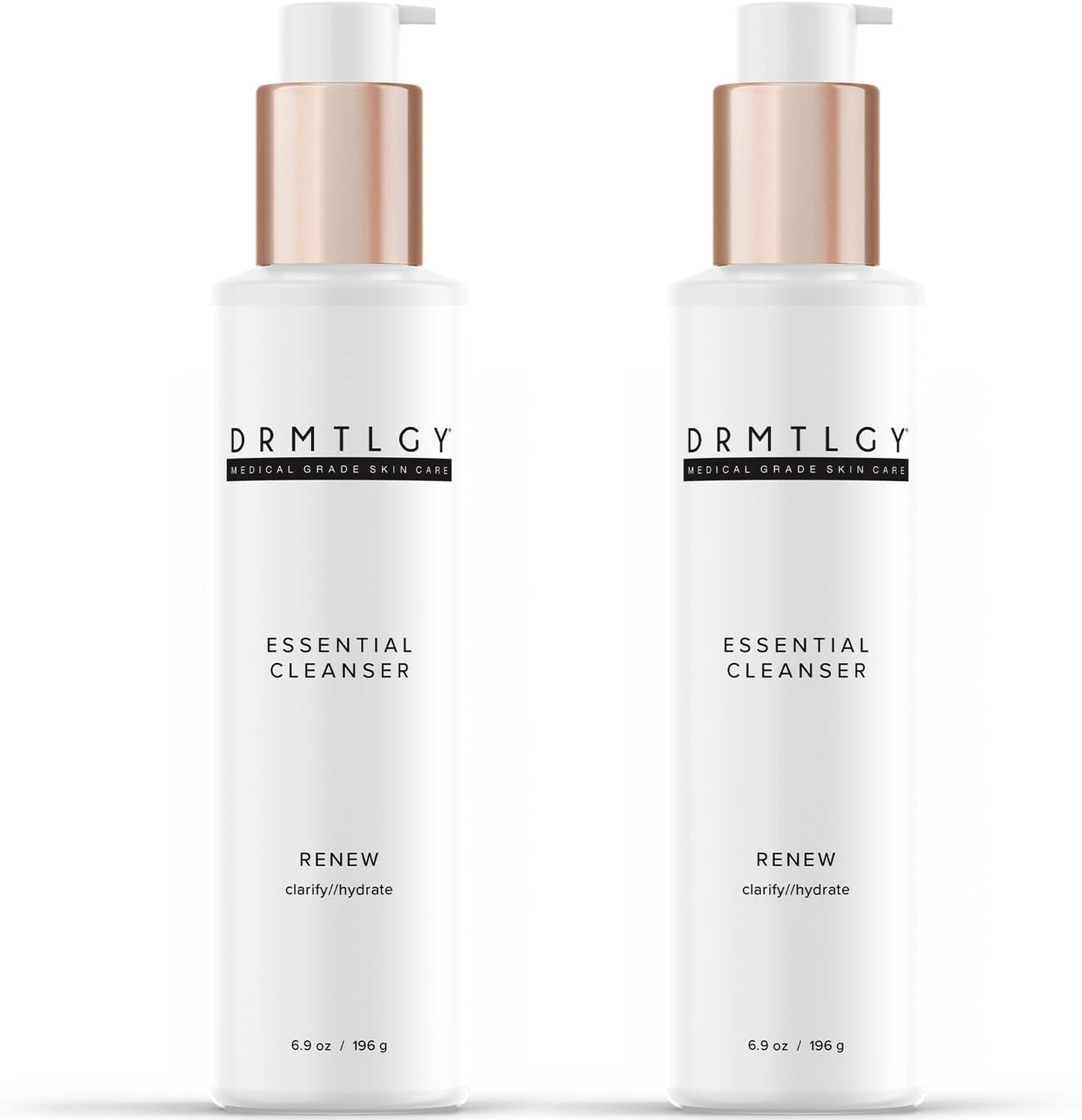 DRMTLGY Essential Facial Cleanser - Gentle Face Cleanser and Face Wash for Women and Men with Anti-Aging Peptides & Hyaluronic Acid. 6.9 fl oz, 2 Pack