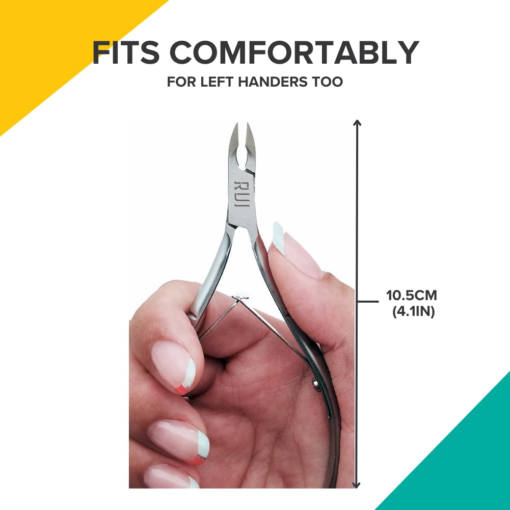 Rui Smiths Professional Cuticle Nippers | Precision Surgical-Grade Stainless Steel Cuticle Trimmer, French Handle, Double Spring, 6mm Jaw (Full Jaw)