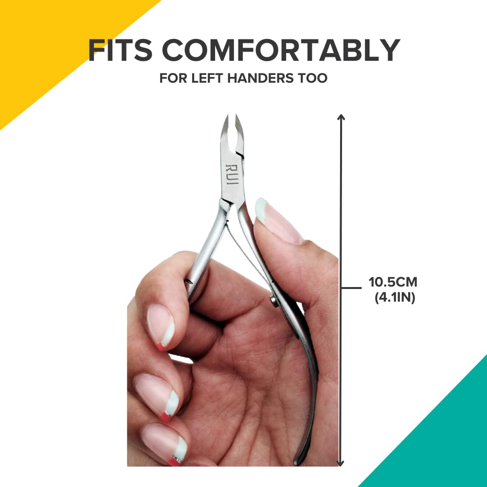 Rui Smiths Professional Cuticle Nippers | Precision Surgical-Grade Stainless Steel Cuticle Trimmer, French Handle, Single Spring, 6mm Jaw (Full Jaw)