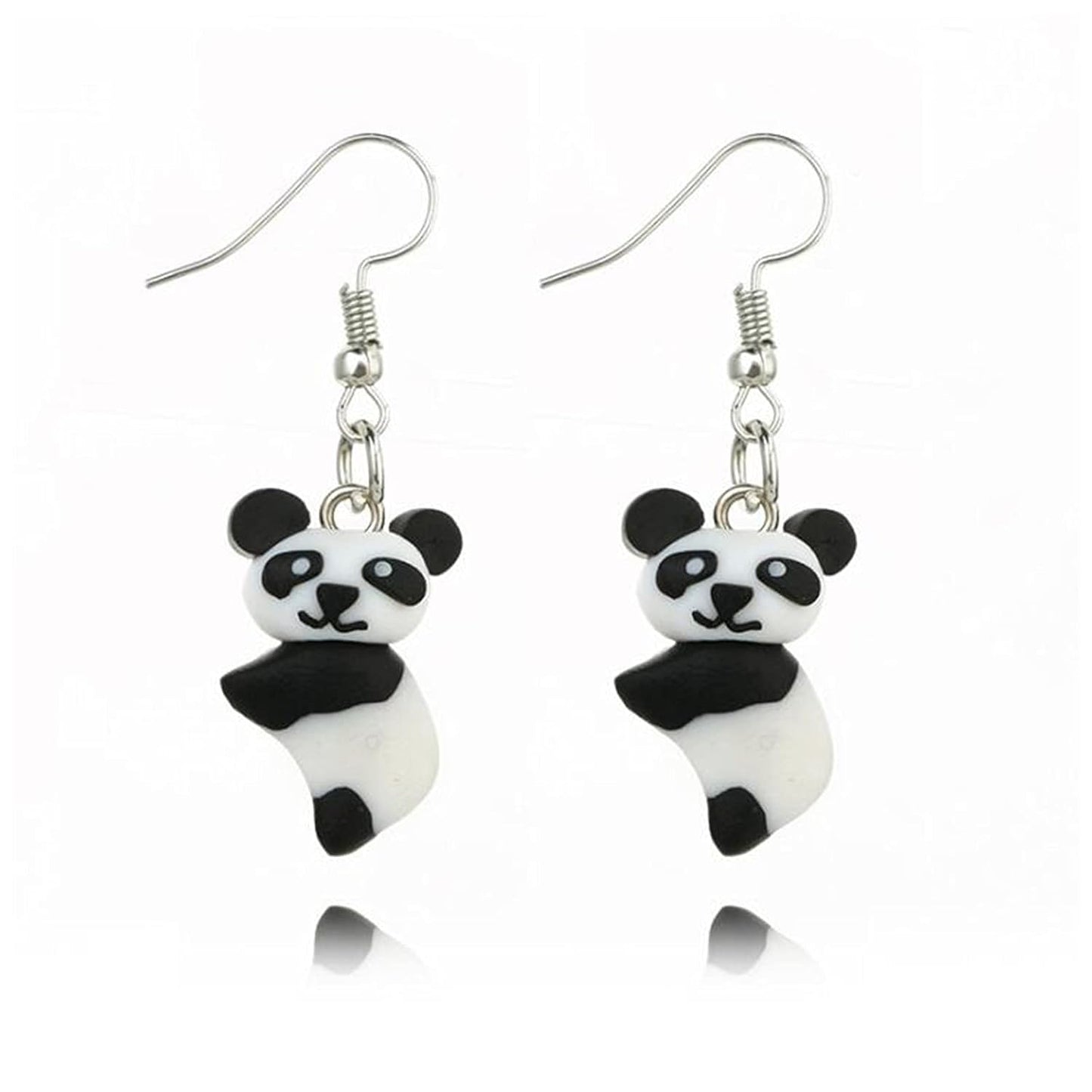 Soft Pottery Panda Earrings Cute Panda Bear Drop Dangle Earrings 3D Animal Earrings Innovative Clay Earrings Jewelry for Women and Teen Girls Gifts