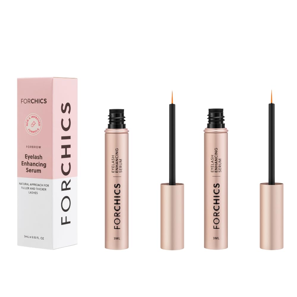 ForLash by ForChics: 2 Pack Ultimate Eyelash Hormone-Free Growth Serum for Enhanced Fuller, Thicker, Longer Lashes - Regrowth Booster, Organic Formula, Vegan & Cruelty-Free