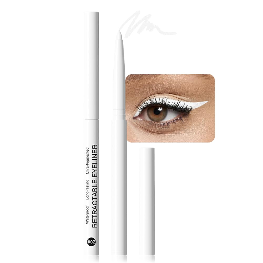 evpct White Eyeliner Pencils for Eyes, Bright White Nude Under Eye Liner Pencil Makeup Waterproof Smudge Proof, Colored Gel Waterline Eyeliner Liquid, Face Paint Stick Lipstick Pen Halloween Makeup