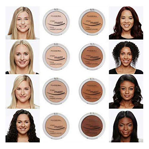 AQUAPURITY PHOERA Sheer Matte Compact Powder Fixing Powder Makeup Base Fixer Setting Powder Foundation Fixing Compact Pressed Powder Long Lasting Make Up Fixer Skin Vitamin E Beauty Blender (207 SAND)