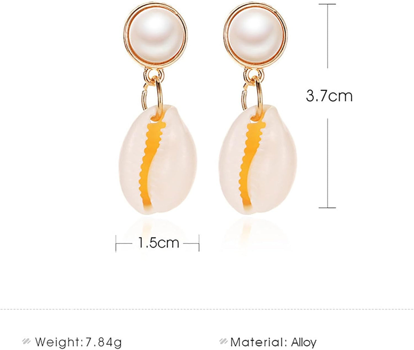 Vintage Pearl Shell Drop Earrings Gold Pearl Stud Earrings Cowrie Shell Dangle Earrings Natural Seashell Earrings Jewelry for Women