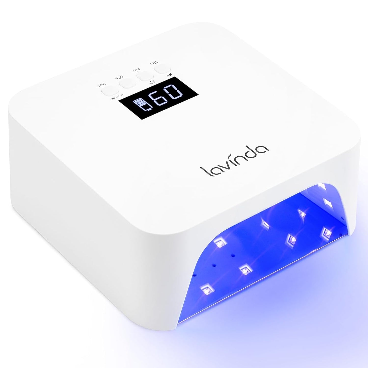 Lavinda 48W UV LED Nail Lamp, Rechargeable Cordless UV Light for Gel Nails LED Nail Dryer with Auto Sensor, 4 Timer Settings & LCD Display, Fast Curing Light All Gel Polish for Home Salon Use