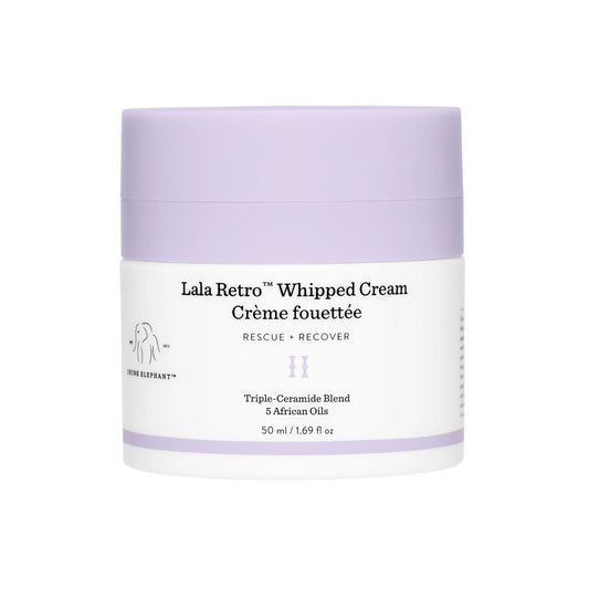 Drunk Elephant Lala Retro Whipped Cream - 50 ml/1.69 fl oz - Ceramide Moisturizer - Clean Clinical Skincare - Cruelty-Free - Dermatologist-Tested - Includes D-Bronzi Deluxe Sample (5 ml/.16 fl oz)