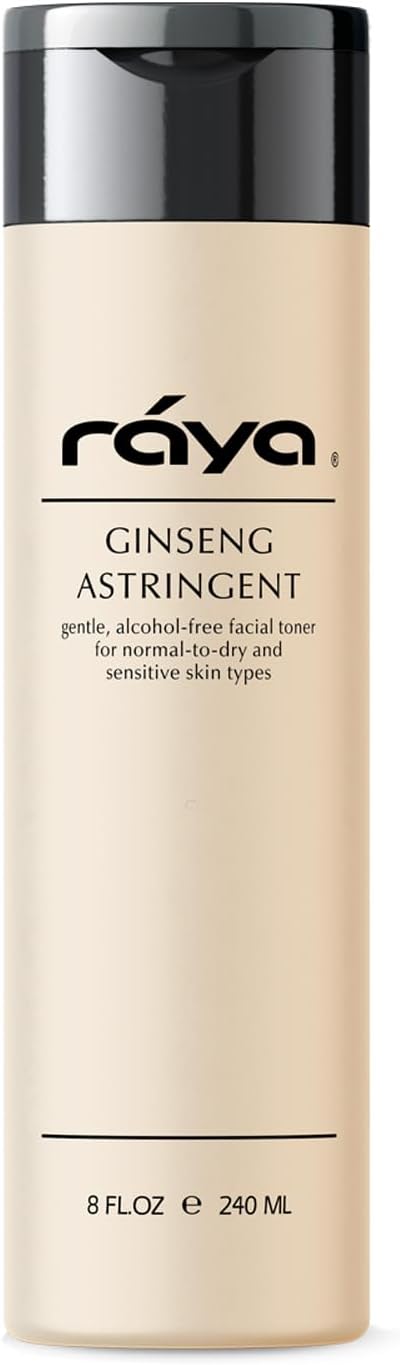 RAYA Ginseng Astringent with AHA 6 oz (G-205) | Gentle Glycolic Facial Toner for Dry and Sensitive Skin | Helps Tighten Pores, Smooth Complexion, and Reduce Fine Lines | Made with Alpha Hydroxy Acids