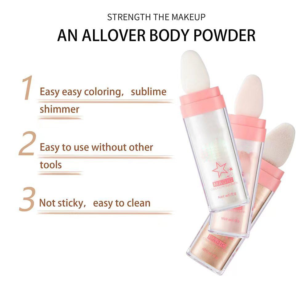 3 Color Glitter Powder Highlighter Makeup, Body Brightens the Natural Three-Dimensional Face Blusher Fairy Highlight Patting Powder.