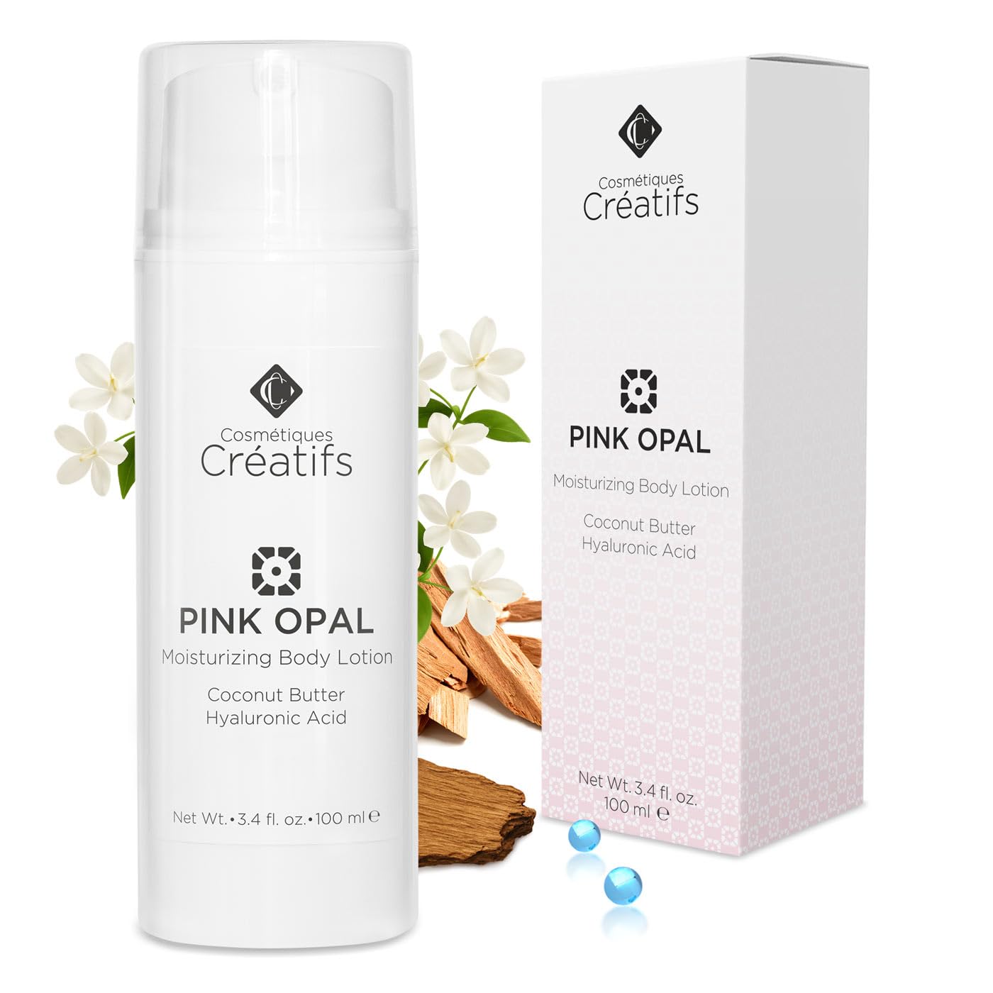 Pink Opal Moisturizing Body Lotion with Coconut Butter and Hyaluronic Acid, 3.4 fl. oz.