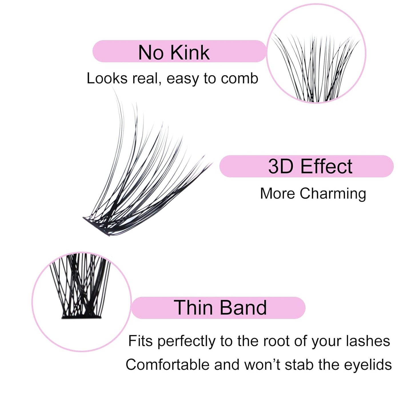 Eyelash Clusters LAUBESS Lash Clusters Individual Lashes Cluster Eyelash Extensions DIY at Home Waterproof Cluster Lashes (40D-D-15)