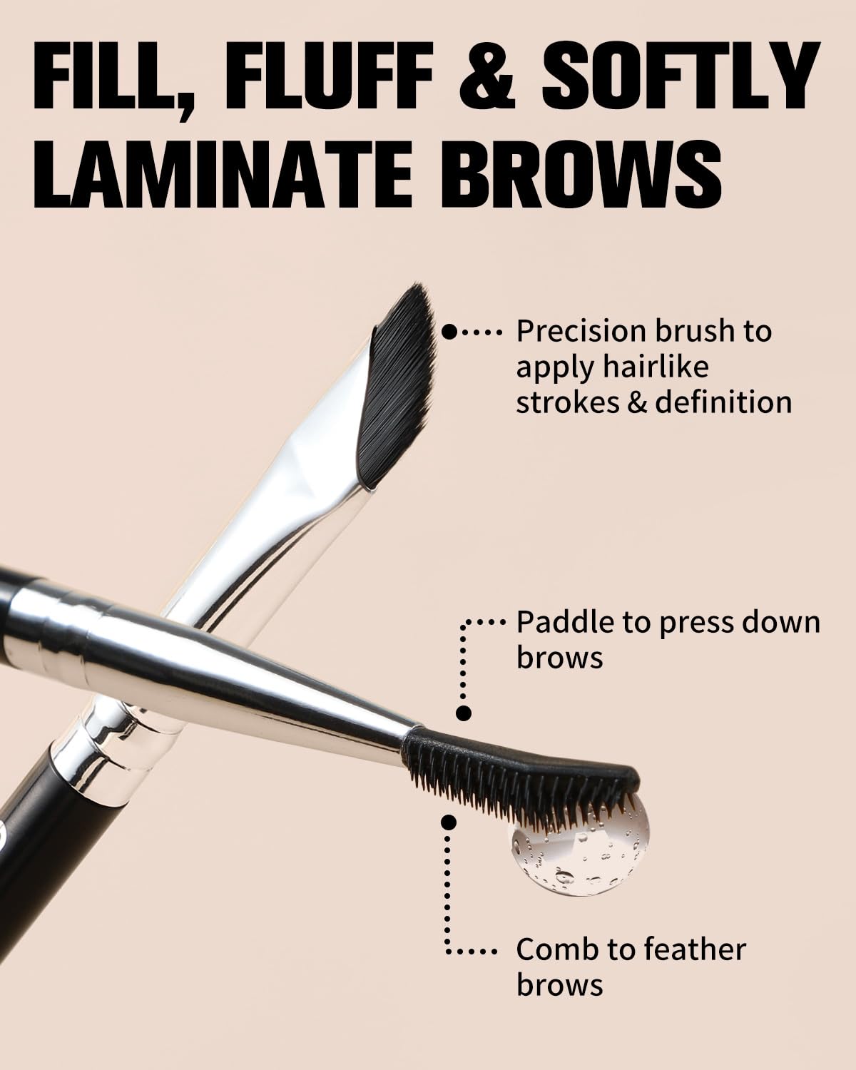 EIGSHOW Dual-Ended Precision Eyebrow Brush and Comb for Eyeliner Lining, Sculpting Brows, Professional Eye Makeup Tools (D109)