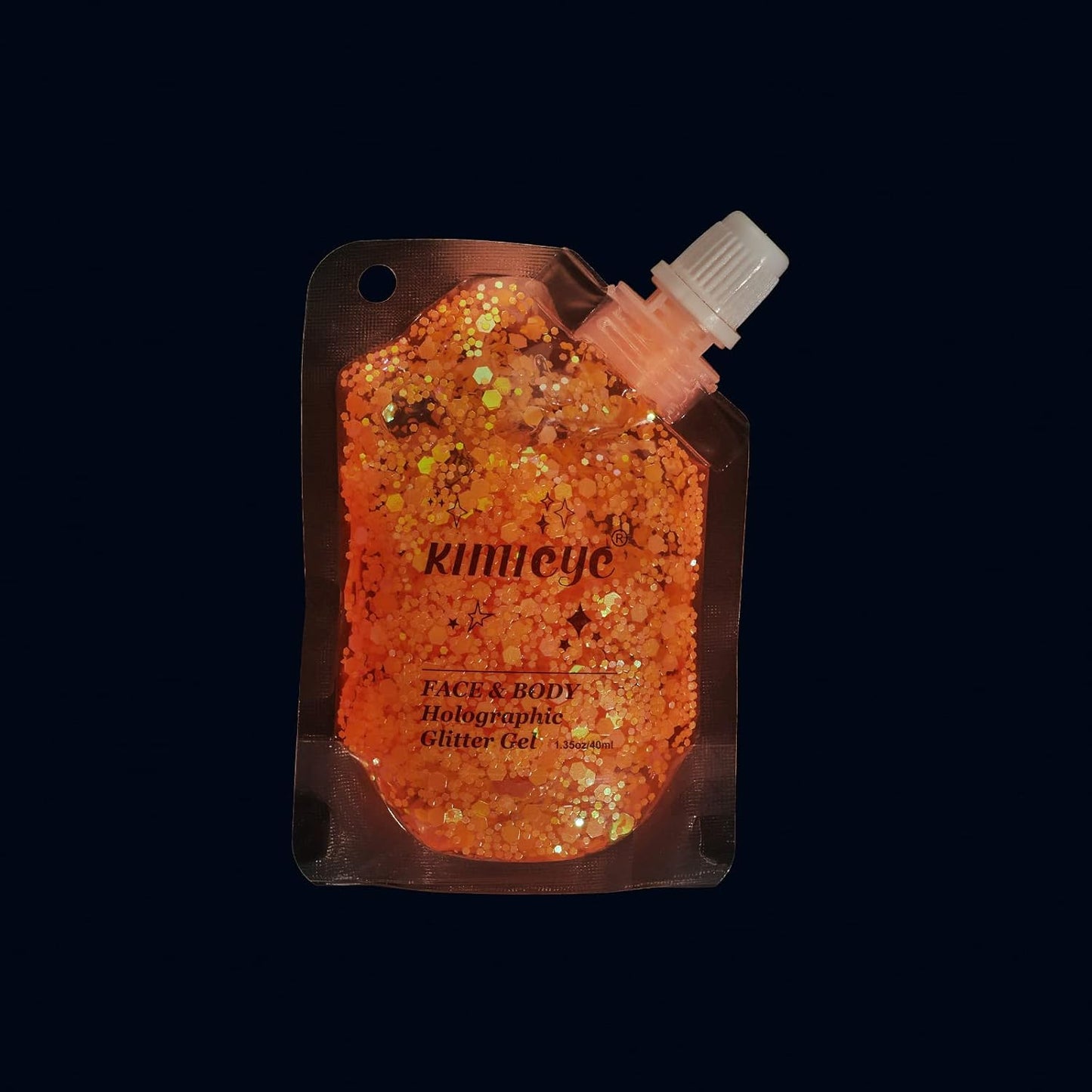 Holographic Face Glitter Gel Body Shimmer Makeup for for Hair, Face, Clavicle, Arm, Nail, Eyeshadow, Long Lasting Waterproof Mermaid Sequins Party Glitter for Rave Festival, 1.35oz (Luminous Orange)