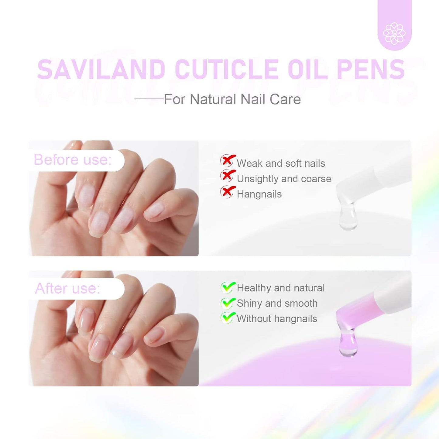 SAVILAND Natural Cuticle Oil Pen: 6PCS Revitalizing Cuticle Oil for Nails with Vitamin E Repaired Cuticles Overnight Cuticle Softener Nail Strengthener Protector for Damaged Skin Thin Nail
