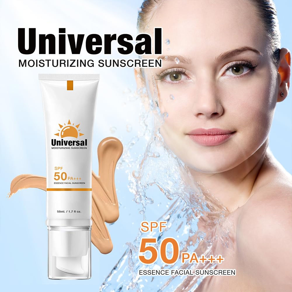 Tinted Sunscreen For Face SPF 50, 2 PCS Universal Protector Solar 50 Moisturizer, Hydrating Sun Essence Face Sunscreen, UV Defense, Travel Size, 50ml