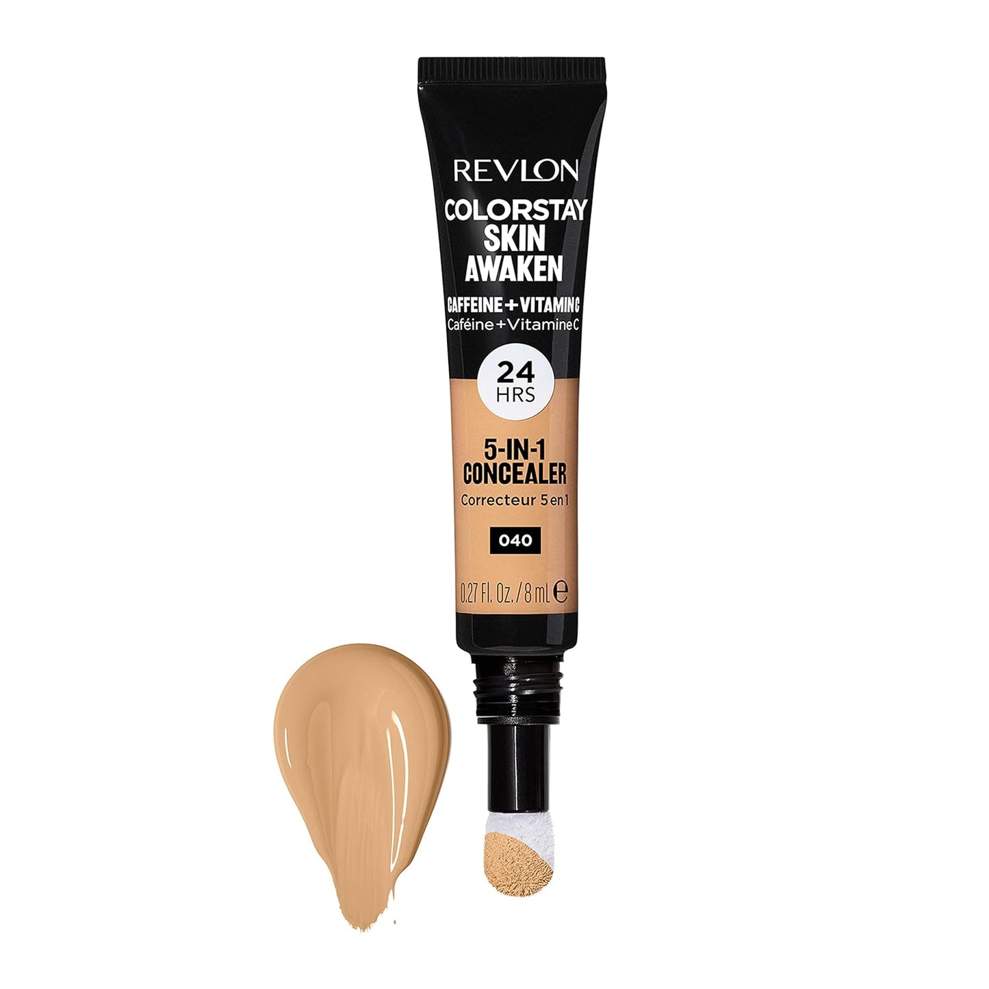 Revlon ColorStay Skin Awaken 5-in-1 Concealer, Lightweight, Creamy Longlasting Face Makeup with Caffeine & Vitamin C, For Imperfections, Dark Circles & Redness, 040 Medium, 0.27 fl oz