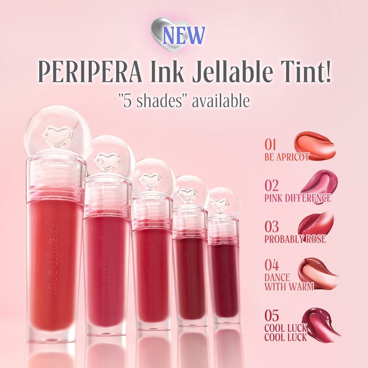Peripera Ink Jellable Tint, Lip Stain, Korean Lip Tint, High Pigment Color, Longwear, Weightless, Moisutizing, Hydrating (02 PINK DIFFERENCE, One Size)