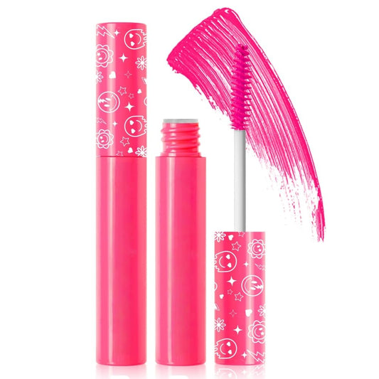 6 Colors Fluorescent Mascara, Glow Colored Mascara, Parties, Weddings, Stage Use, Party Night, Halloween Christmas Parties, High Pigmented, Apply to Eyelashes/Eyebrows/Hair (Pink)