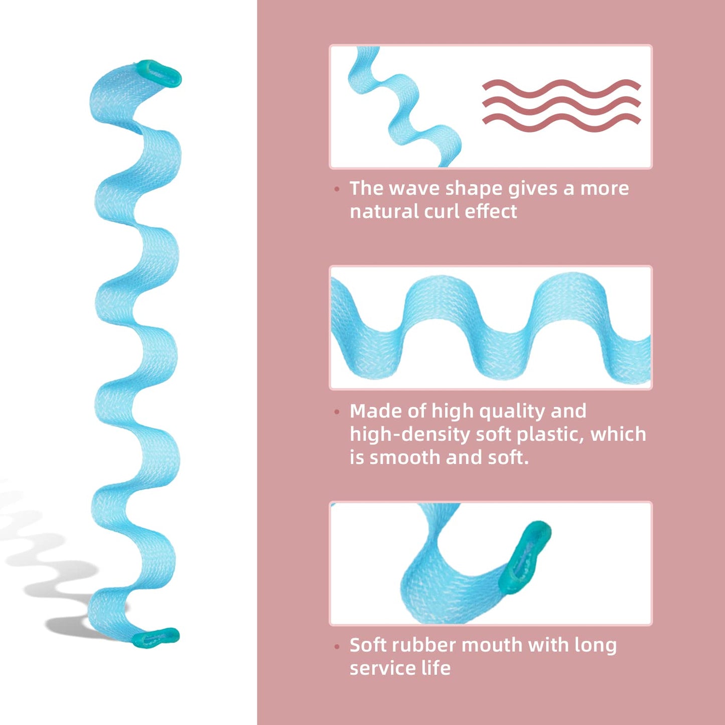 30pcs Heatless Hair Curlers Rollers Wave Curls Styling Kit, No Heat Hair Curlers Spiral Curlers for Short and Medium Hair (9.8Inch/ 25 cm)...