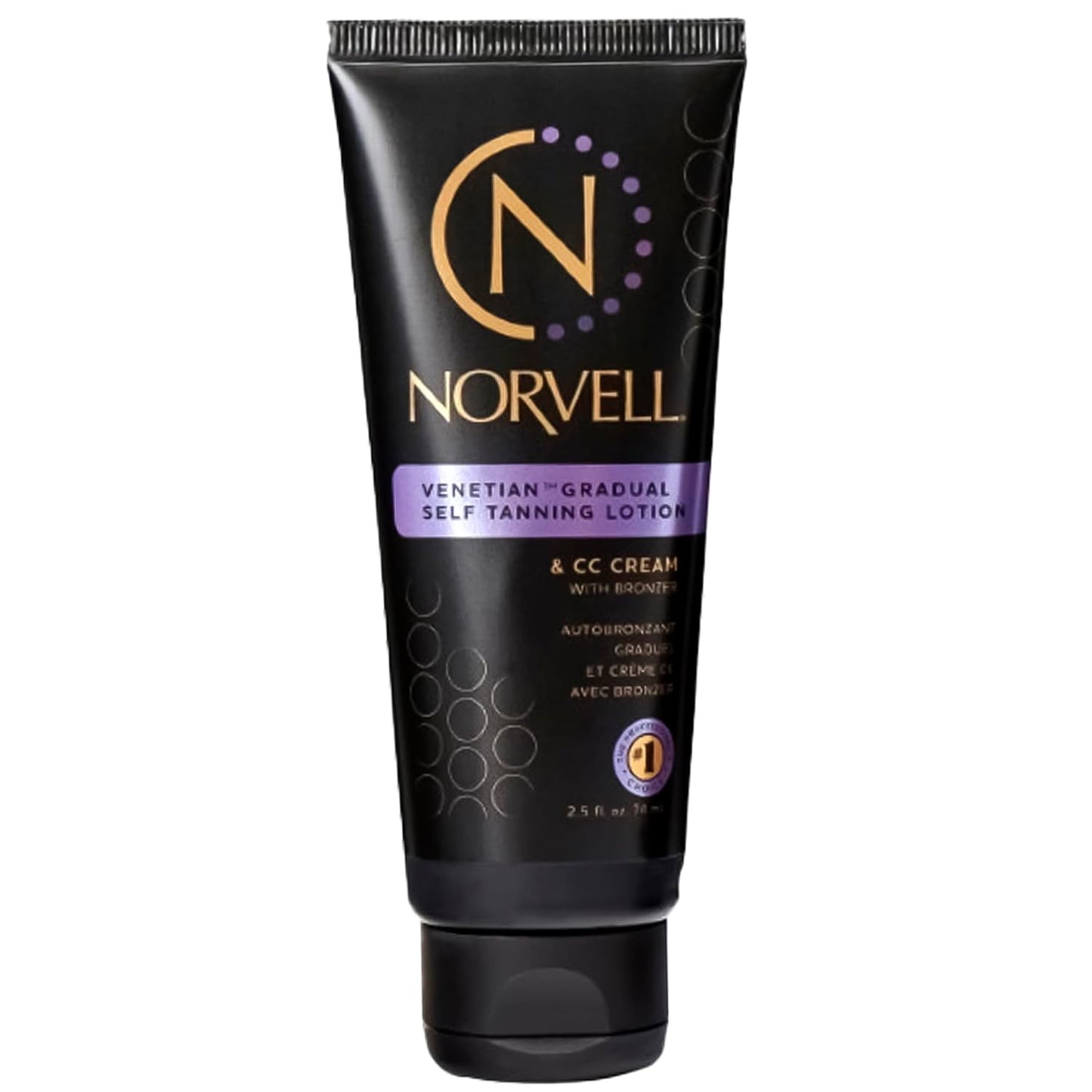 Norvell Venetian Sunless Self Tanner Gradual Color Extender Moisturizing Lotion, Travel Size 2.5 fl.oz - Self Tanning Cream with Violet and Brown Tone