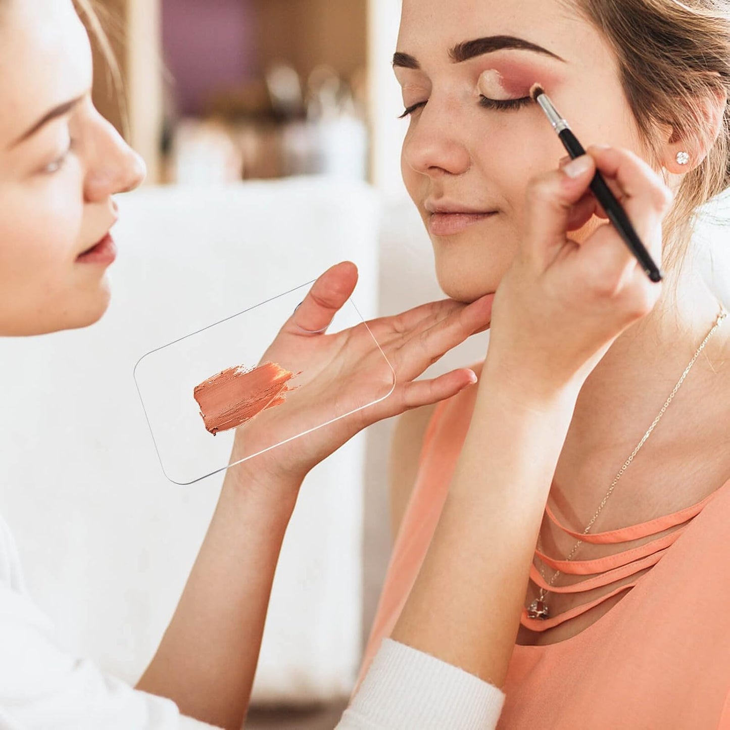 Rolybag Acrylic Makeup Mixing Palette with Spatula Tool Transparent Cosmetic Makeup Palette for Nail Art Makeup Eye Shadow Professional Pigment Cosmetic Mixing (Acrylic -A)