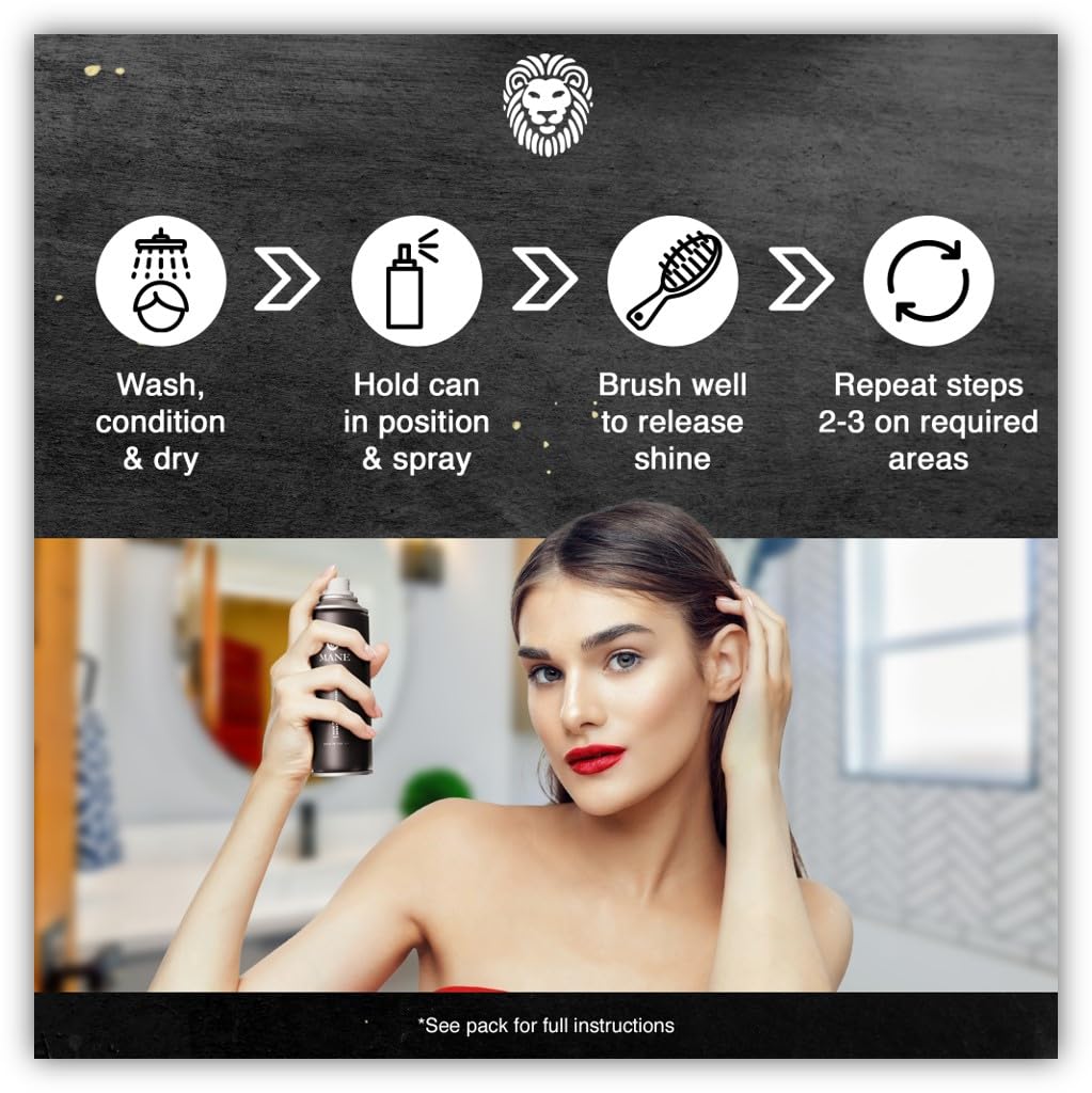 MANE Hair Thickening Fiber Spray (200 ml, Jet Black)