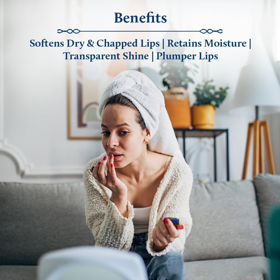 Blue Nectar Ayurvedic Orange Lip Balm with Organic Ghee & Natural Vitamin C for Dry Lips | Moisturizing Lip Gloss with Clean Ingredients (0.35 oz, 10 Herbs)