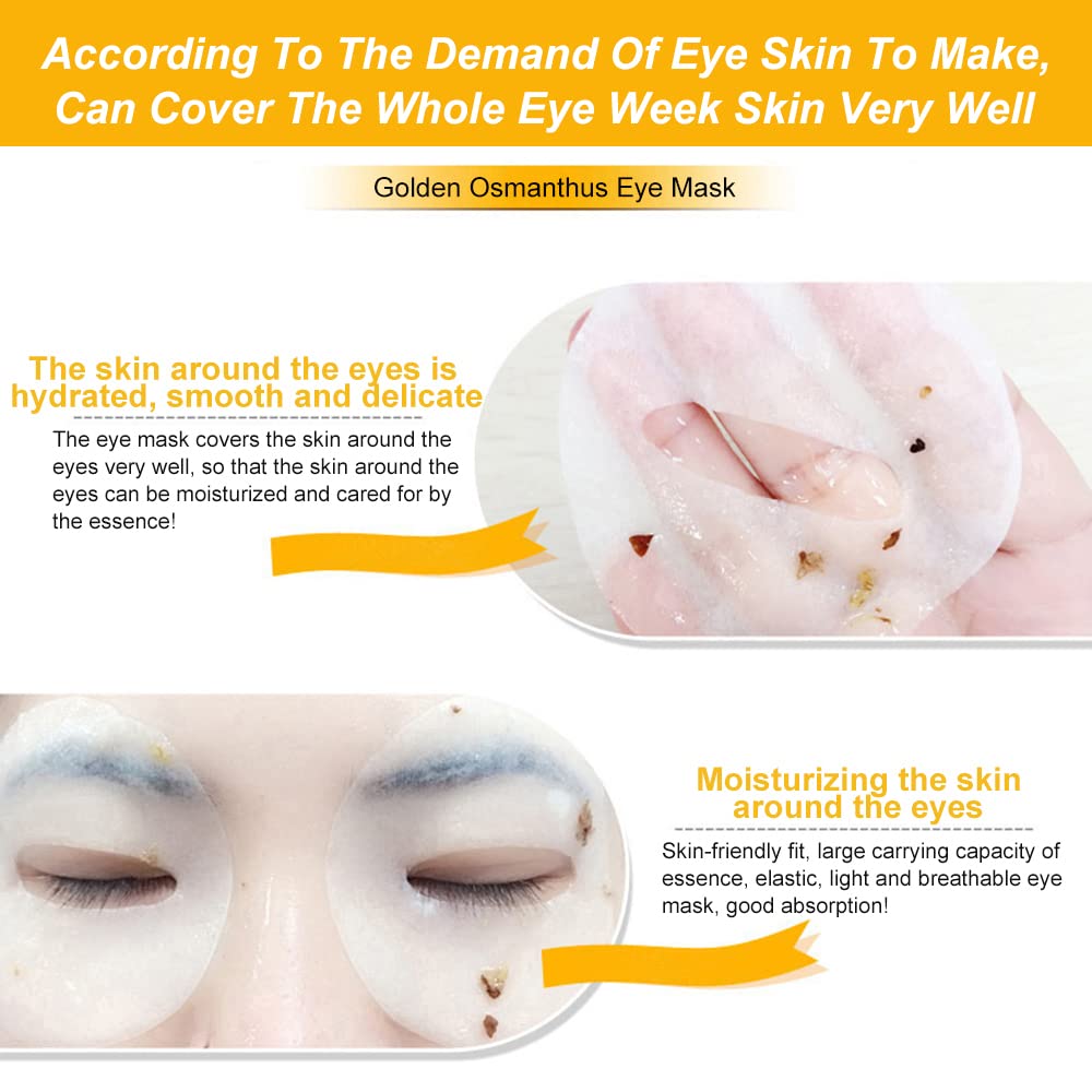 Gold Osmanthus Eye Mask,24K Gold Eye Patches for Puffy Eyes and Dark Circles,Reduce Under Eye Bags and Smooth Wrinkles,Moisturizing Eye Gel Pads,80Pcs