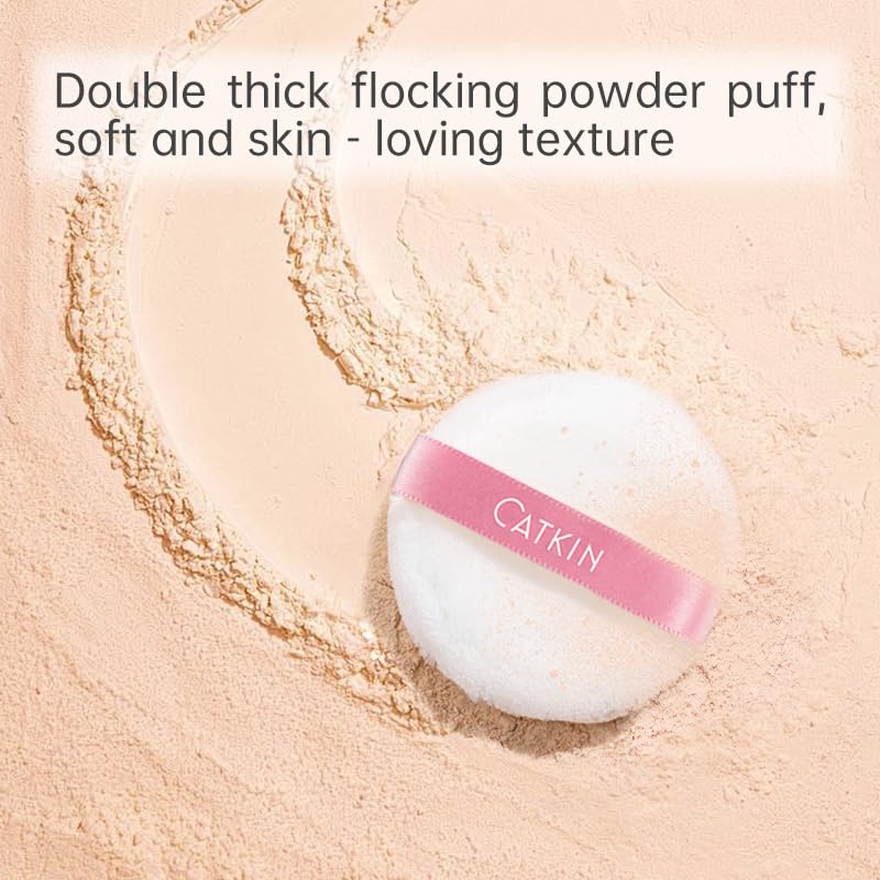 CATKIN Loose Setting Powder - Translucent Shimmer Finishing Powder, 3 Colors Even Skin Tone, Oil Control Makeup Pore Minimizing Powder with Velour Puff (0.42oz, C01 Shimmer for Oily Skin)