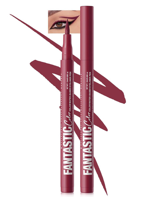 Burgundy Matte Liquid Eyeliner Pencil,Colorful High Pigmented Waterline Eye liner Waterproof Pen, Bright Colored Smudgeproof Long Lasting Eyeliner Pen Christmas Party Festival Makeup Gift for Women-06