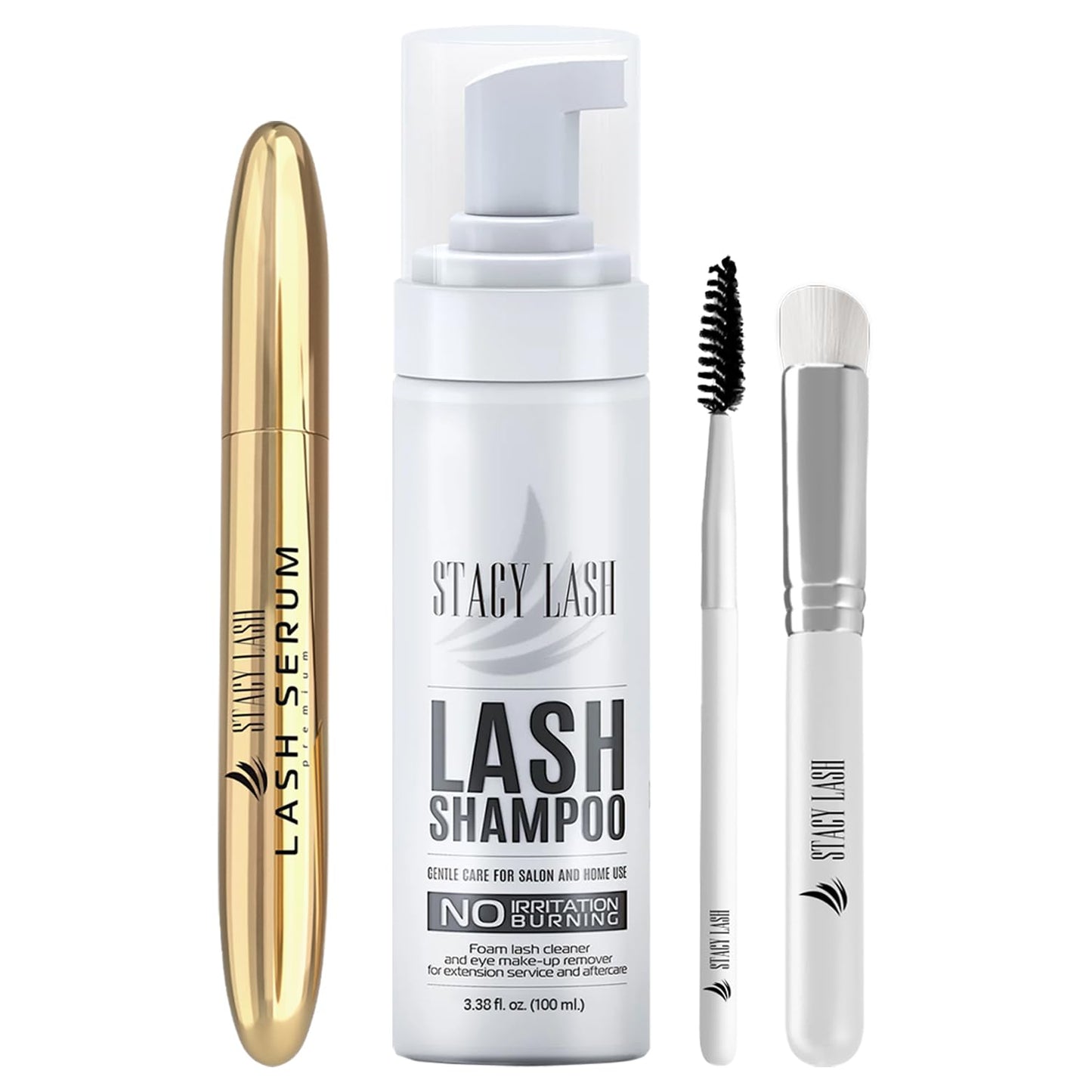 STACY LASH Lash Shampoo 100ml+ Eyelash Growth Serum Cleaning Kit of Eye Makeup Remover (Cleanser) + Brush & Eyelash Serum for Eyelash Growth and Thickness