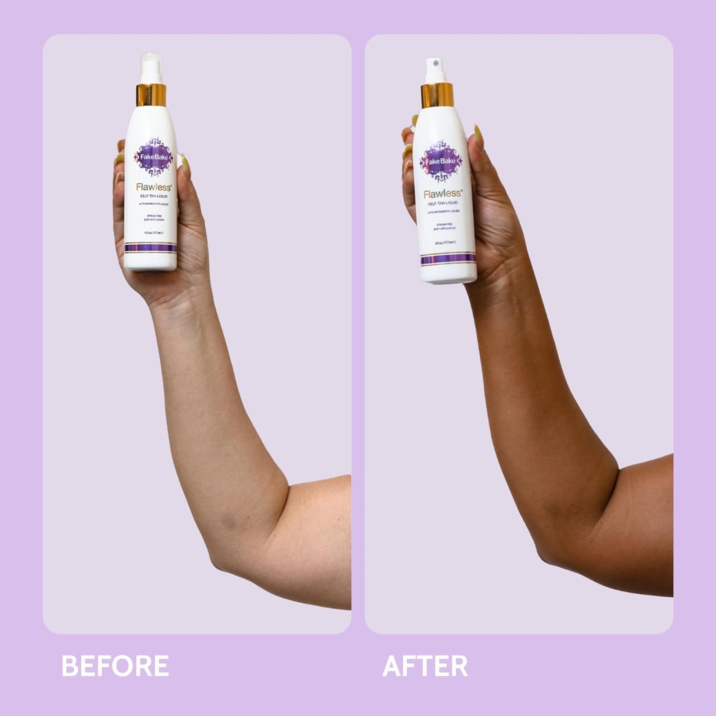 Fake Bake Flawless Self-Tanning Liquid Streak-Free, Long-Lasting Natural Glow For All Skin Tones - Sunless Tanner with Professional Mitt For Easy Application, Black Coconut Scent - 6 oz (Pack of 2)