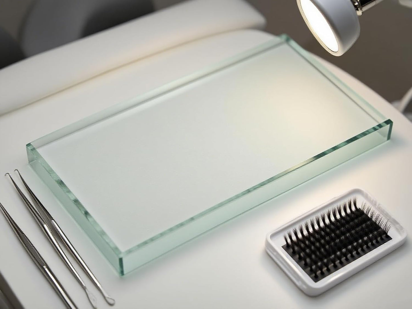 Crystal Tray Glass Eye Lash Stand Pallet Holder for Eyelash Extensions 4.5X2.5X0.4 Inch 1PC