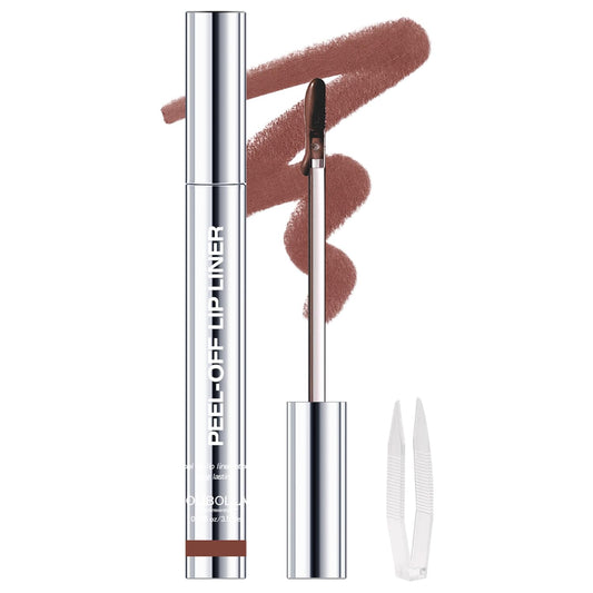 Peel Off Lip Liner Stains for Women, Long Lasting Waterproof Matte Finish Lip Tint Stains with Tweezer Kit, Transfer Proof, Easy to Use, Peel Off Liquid Lipstick for All Skin Types, #5 Light Brown