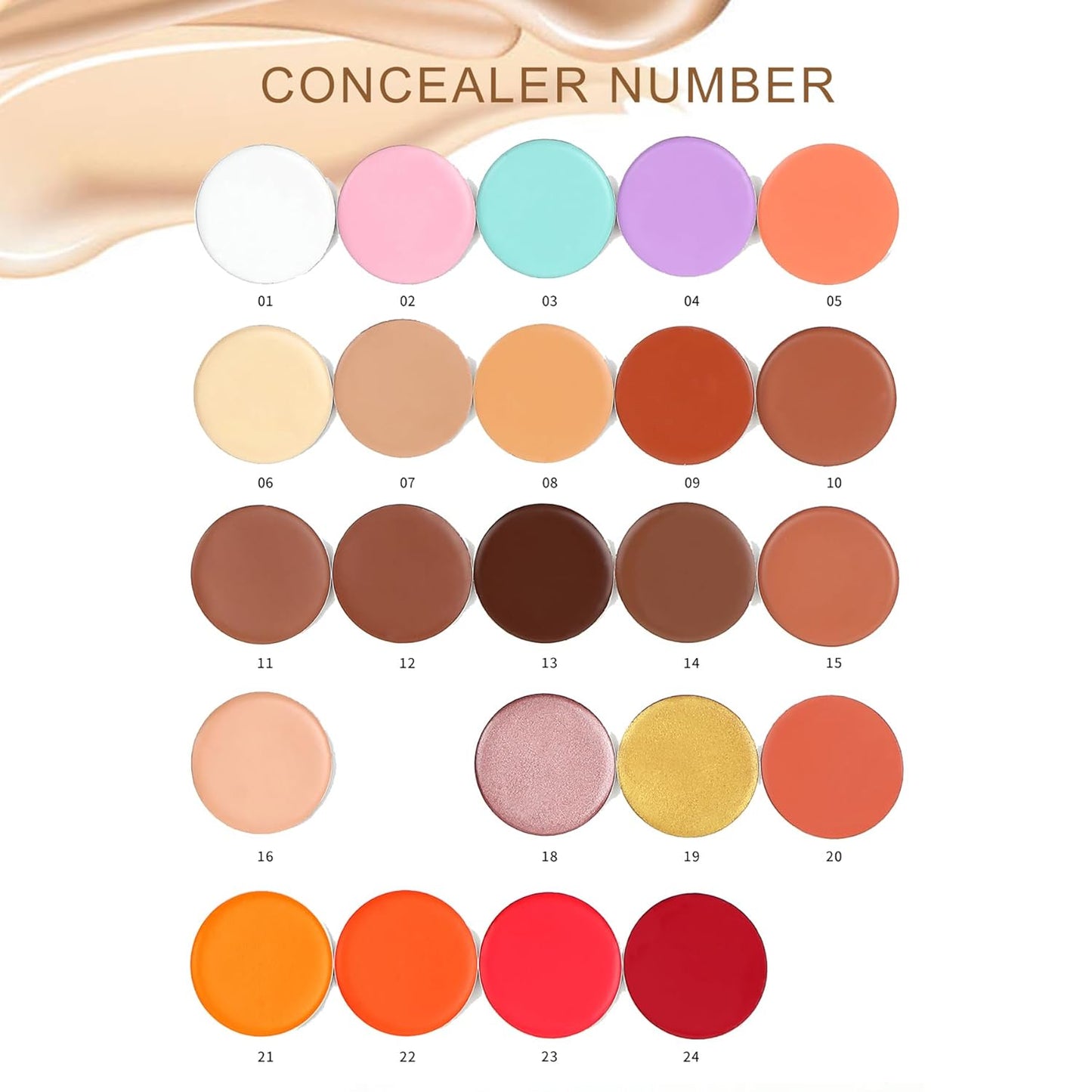 Cream Concealer Corrector Correcting Contour Makeup Set under Eye Concealer Cream Kit for Dark Circles and Blemish 18