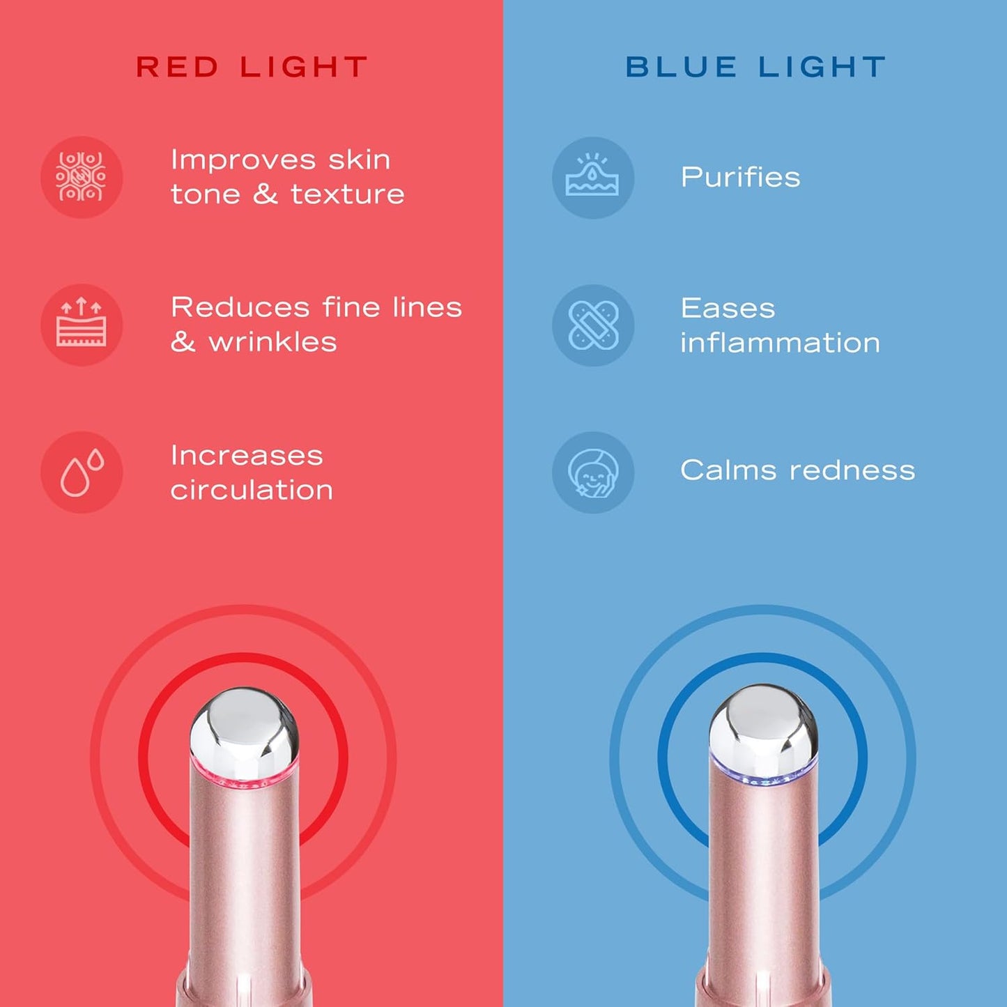 Eye & Face Wand/Tool – Heated Eye Wand with Vibration | Tired Eyes, Brighter Under Area, Redness Relief, Product Absorption, Smoother Skin & Relaxing Massage | Rose Gold