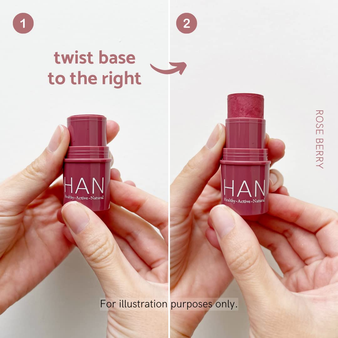 HAN Skincare Cosmetics Vegan, Cruelty-Free, 3-in-1 Multistick for Cheeks, Lips, Eyes, Pink Peony | Large