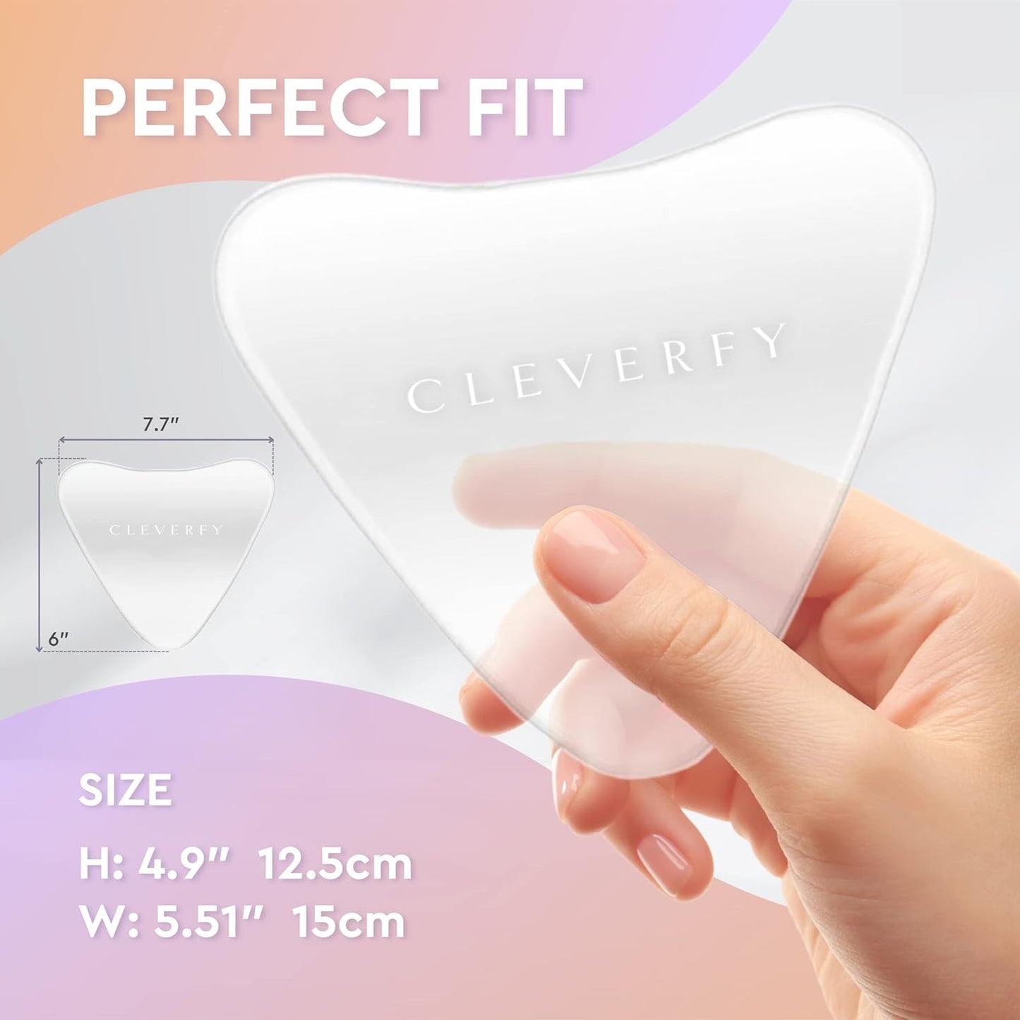CLEVERFY Silicone Chest Wrinkle Pads Sleeping Reusable (2 Pack V-shape) - Decollete Anti Wrinkle Chest Pads - Silicone Patches for Wrinkles - Anti Wrinkle Patches for Decollete Wrinkle Prevention