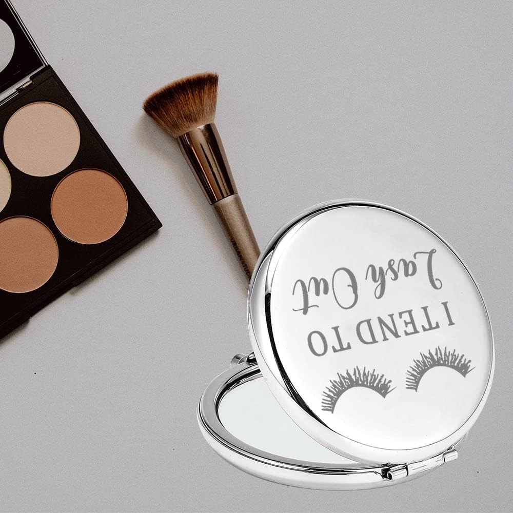 TGBJE Eye Lash Pocket Mirror Lashes Girl Gift I TEND to Lash Out Compact Mirror for Women Girls Beautician Gift (lash out mirror)
