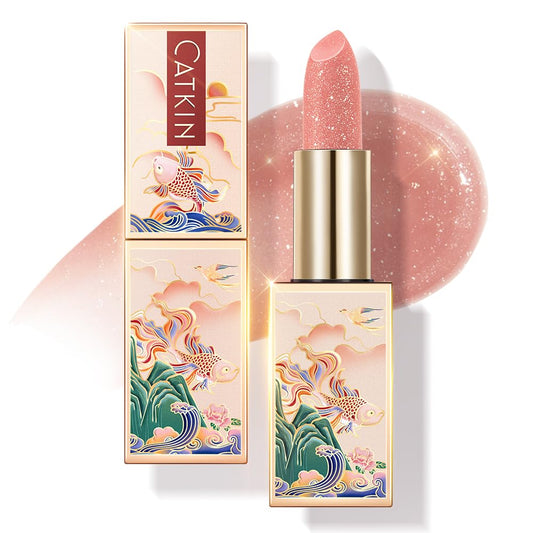 CATKIN Tinted Lip Balm Glitter Lip Stain Ultra Hydrating Lip Moistrurizer Lip Care with Vitamin E Nourishing For Cracked & Dry Lips 0.12 oz C09 Aurora - Light Pink