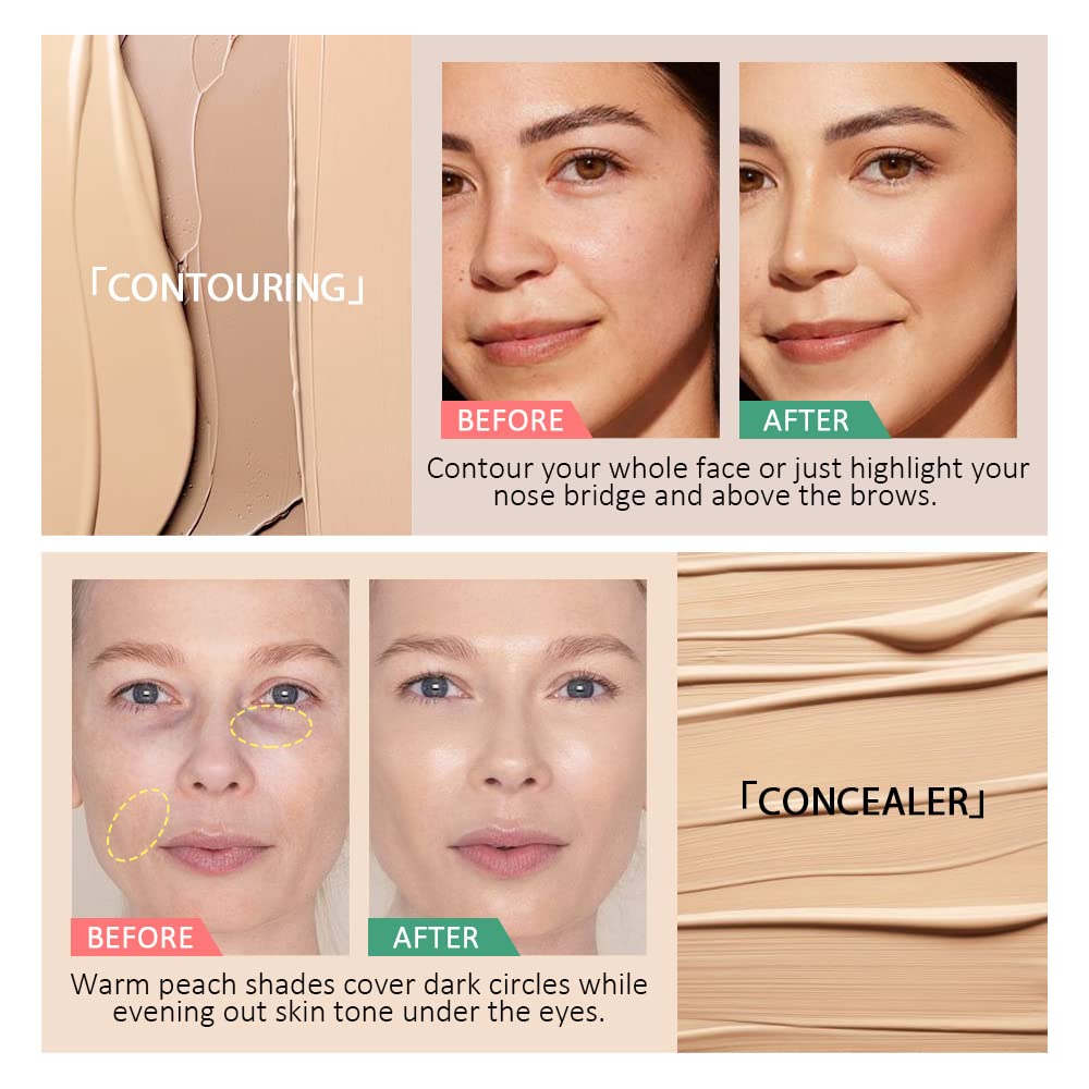 Concealer Cream Makeup Palette Color Corrector,Under Eye Brightener Concealer Dark Circle Concealer Palette,Waterproof Foundation Cream Based Makeup Palette Full Face Contour Kit for Beginners