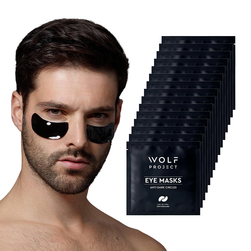 Wolf Project Under Eye Patches (15 pairs) For Dark Circles, Puffy Eyes, and Wrinkles - With Caffeine, Vitamin C and Peptides. Under Eye Masks Reduce Tired Eyes And Under Eye Bags