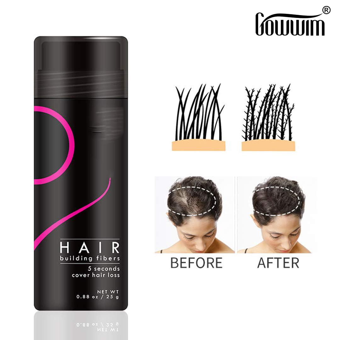 Hair Fibers Hair Building Fibers Undetectable Hair Fuller Thicker,Instantly Cover Sparse Hair 25g/0.88oz (black)