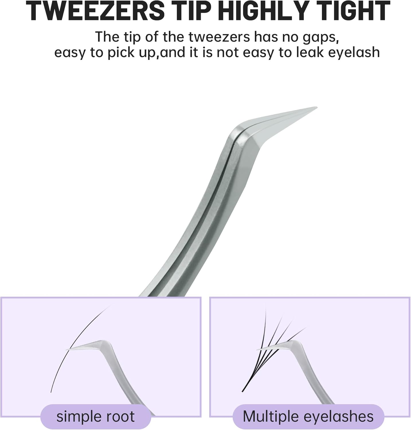 High Precision Lash Tweezers for Individual and Volume Eyelash Extensions Premium Stainless Steel Curved Fiber Tip Professional Isolation Tweezer
