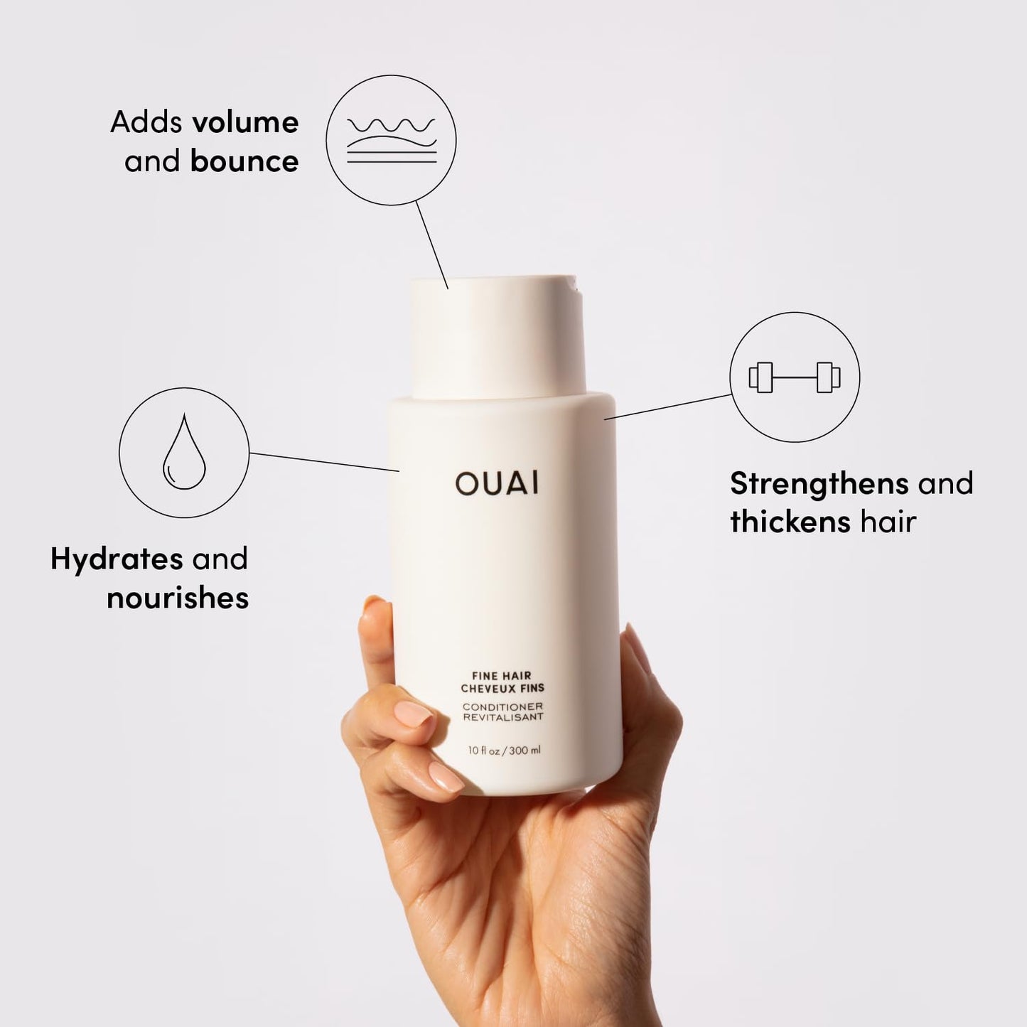 OUAI Fine Hair Shampoo & Conditioner Set, Travel Size - Volumizing Shampoo & Conditioner - With Strengthening Keratin, Biotin & Chia Seed Oil - Sulfate, Paraben & Phthalate Free (3 Oz)