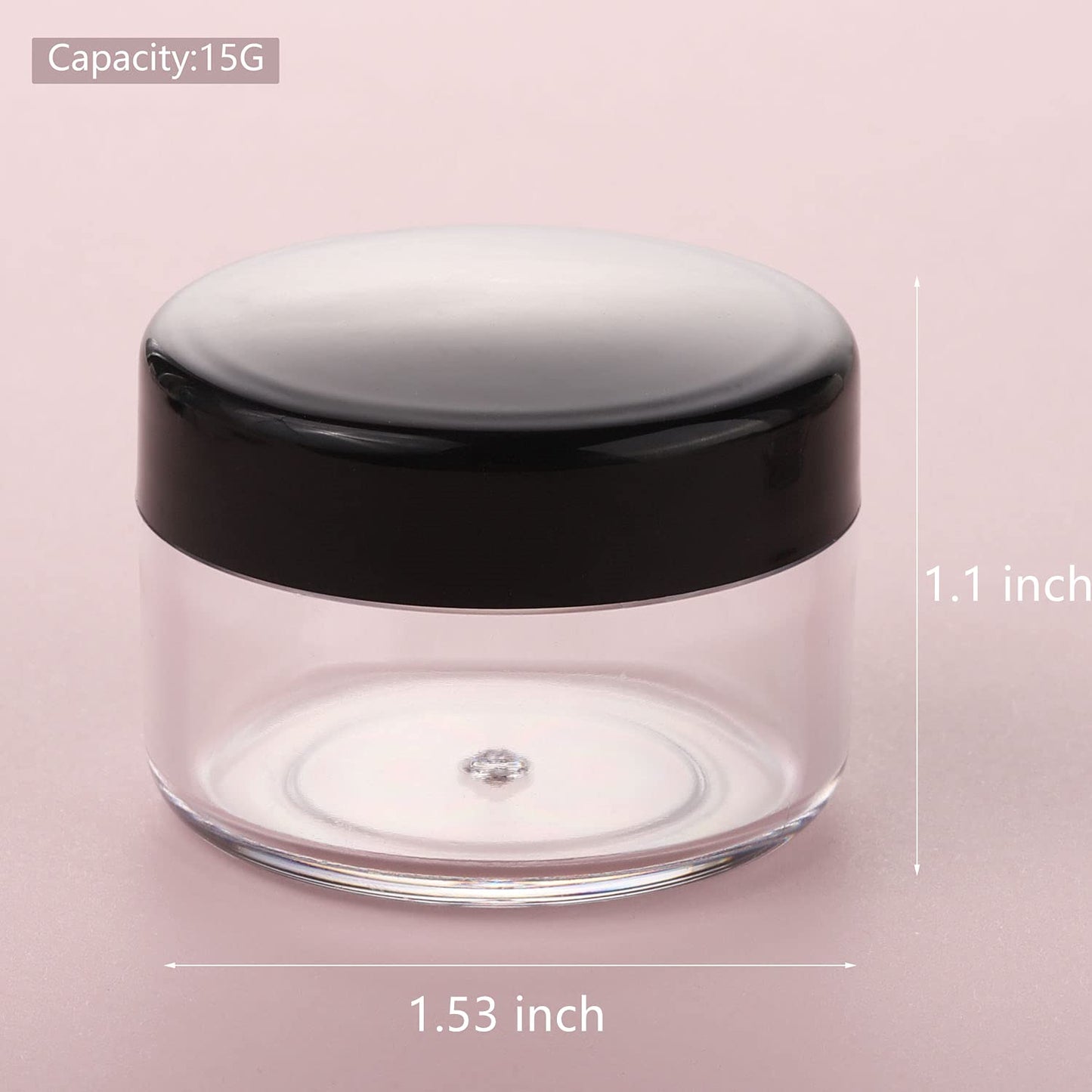100 Count Small Sample Containers Makeup Jars 15 Gram Cosmetic Containers with Lids Black Traveling Jars Empty Bottles for Toiletries