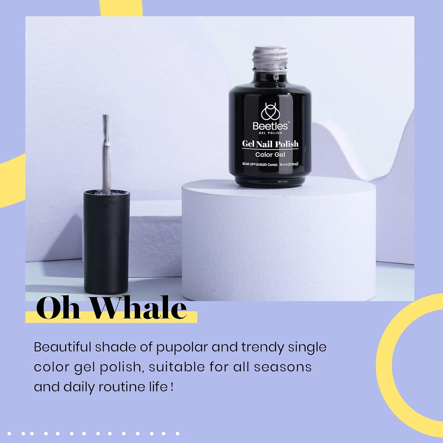 Beetles Gray Gel Nail Polish, 15ml Fall Grey Gel Polish Soak Off UV LED Nail Lamp Nail Art Manicure Salon DIY Home 0.5Oz Nail Polish for Women