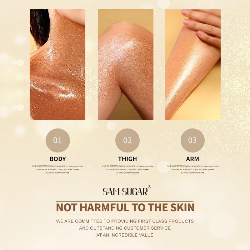 Shimmer Body Oil, Long Lasting Moisturizing Body Glow Glitter for Women Face Luminizer Highlighter Makeup 100ml Shimmer Oil for Glowing Skin Lotion (Gold)