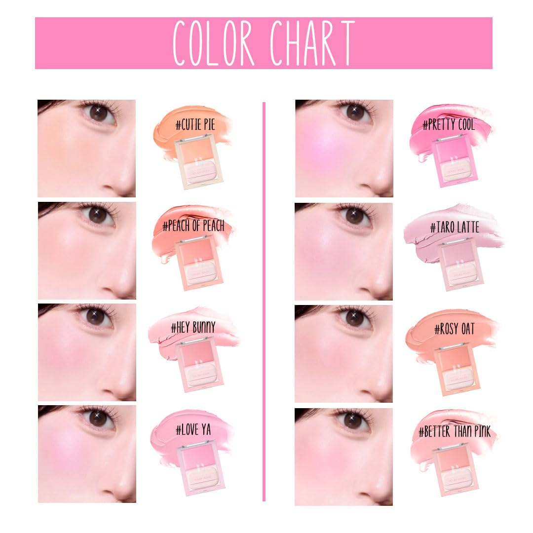 HOLIKA HOLIKA Colored Milk Cream Blush 06 TARO LATTE: Glowing, Natural Makeup, Glossy Finish, Soft, Creamy Dough like texture, Shimmer, Radiant, Plumping, Cheek, Lightweight, Clean, Buildable