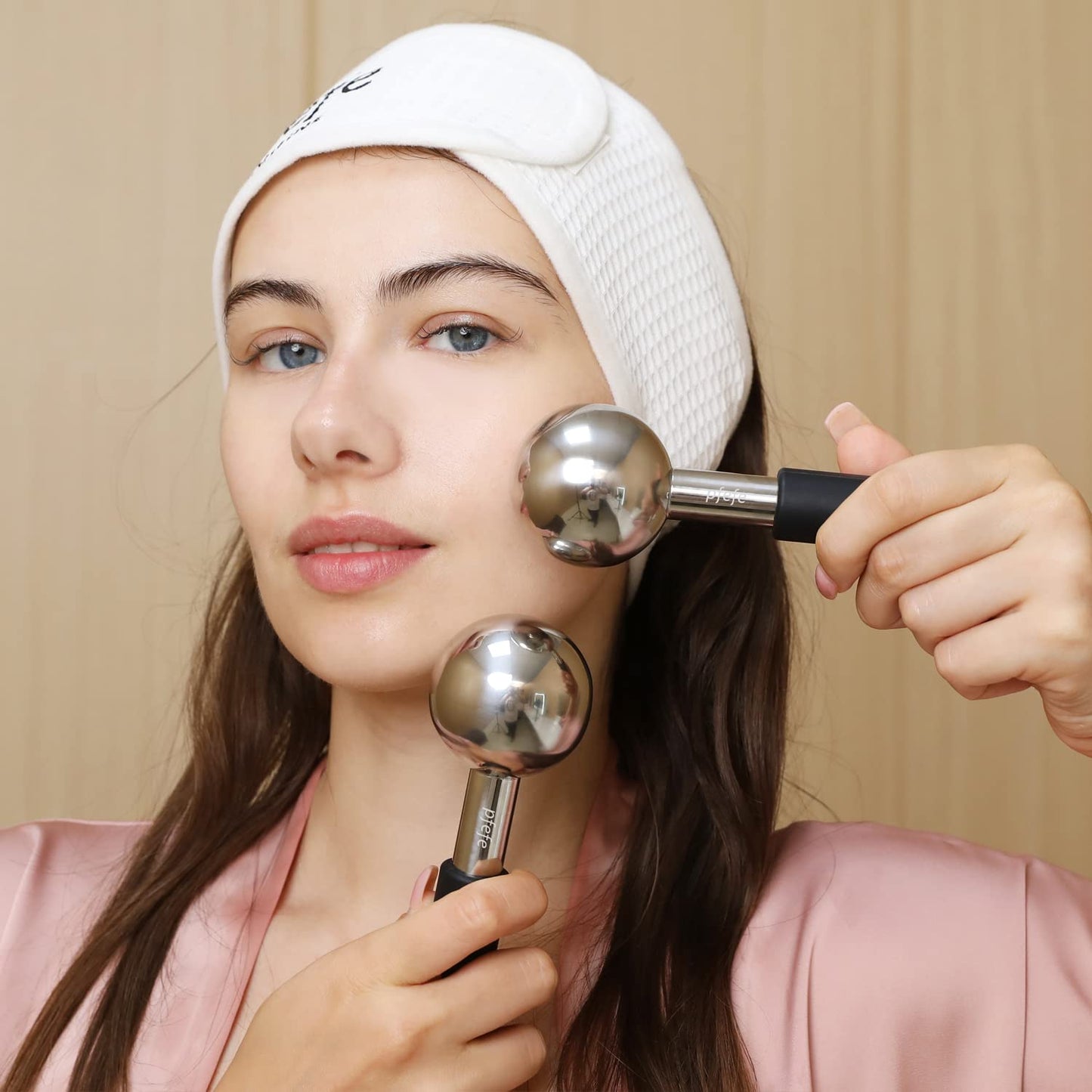 Ice Globes for Face & Eyes, Unbreakable Stainless Steel Cryo Sticks for Beauty Routines, Facials Cold Roller Cooling Globes for Puffiness, Wrinkles, Dark Circles, Headaches